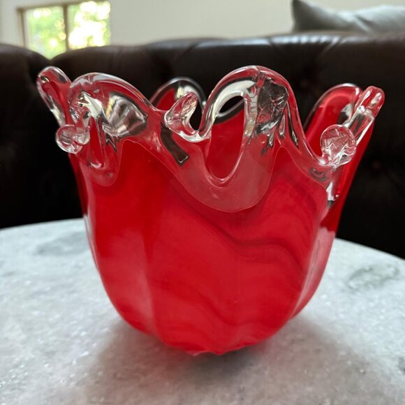 White Cristal Bowl - Murano Style - Picture 1 of 12